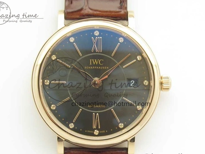 MIROTIME 0419 SportInspired Portofino IW458101 RG MK 1:1 Best Edition Gray Dial On Brown Leather Strap MIYOTA 7165